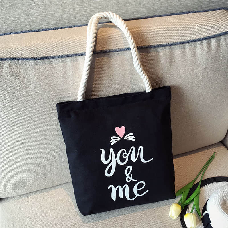 Hemp rope black canvas bag You &amp; Me | IFAUN