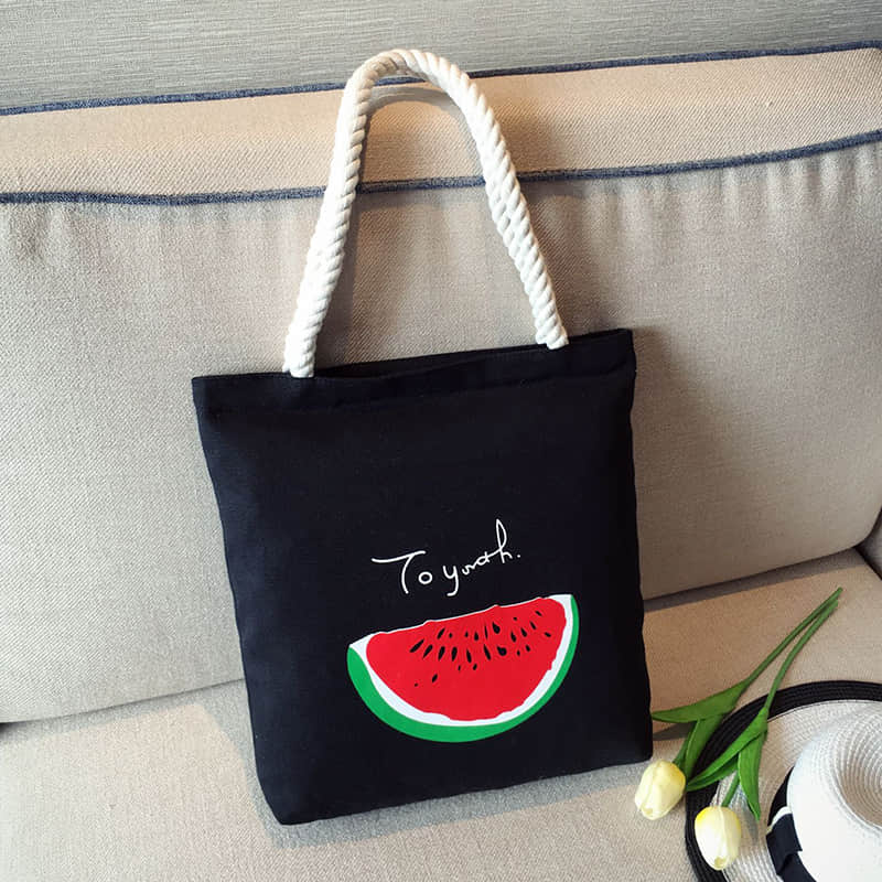 Hemp rope black canvas bag Watermelon | IFAUN