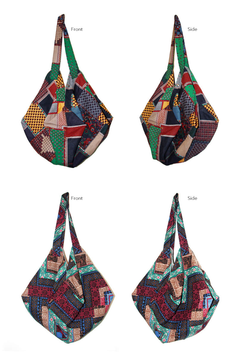 Casual cotton large-capacity patchwork printed shoulder bag  | IFAUN