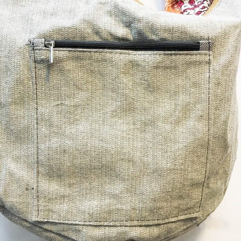 Adjustable satchel in printed linen cotton bag  | IFAUN