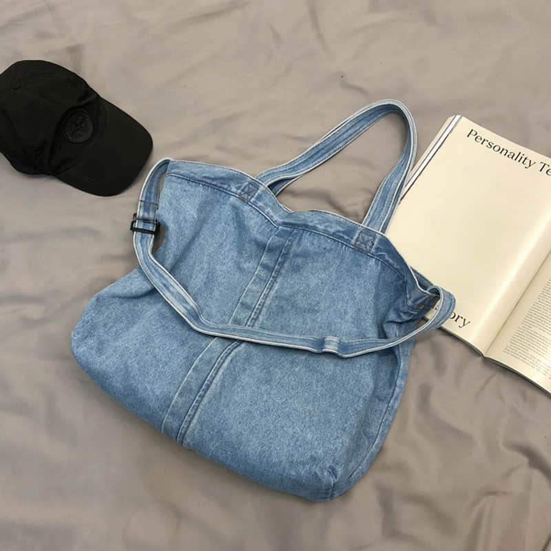 Stitching washed denim bag  | IFAUN