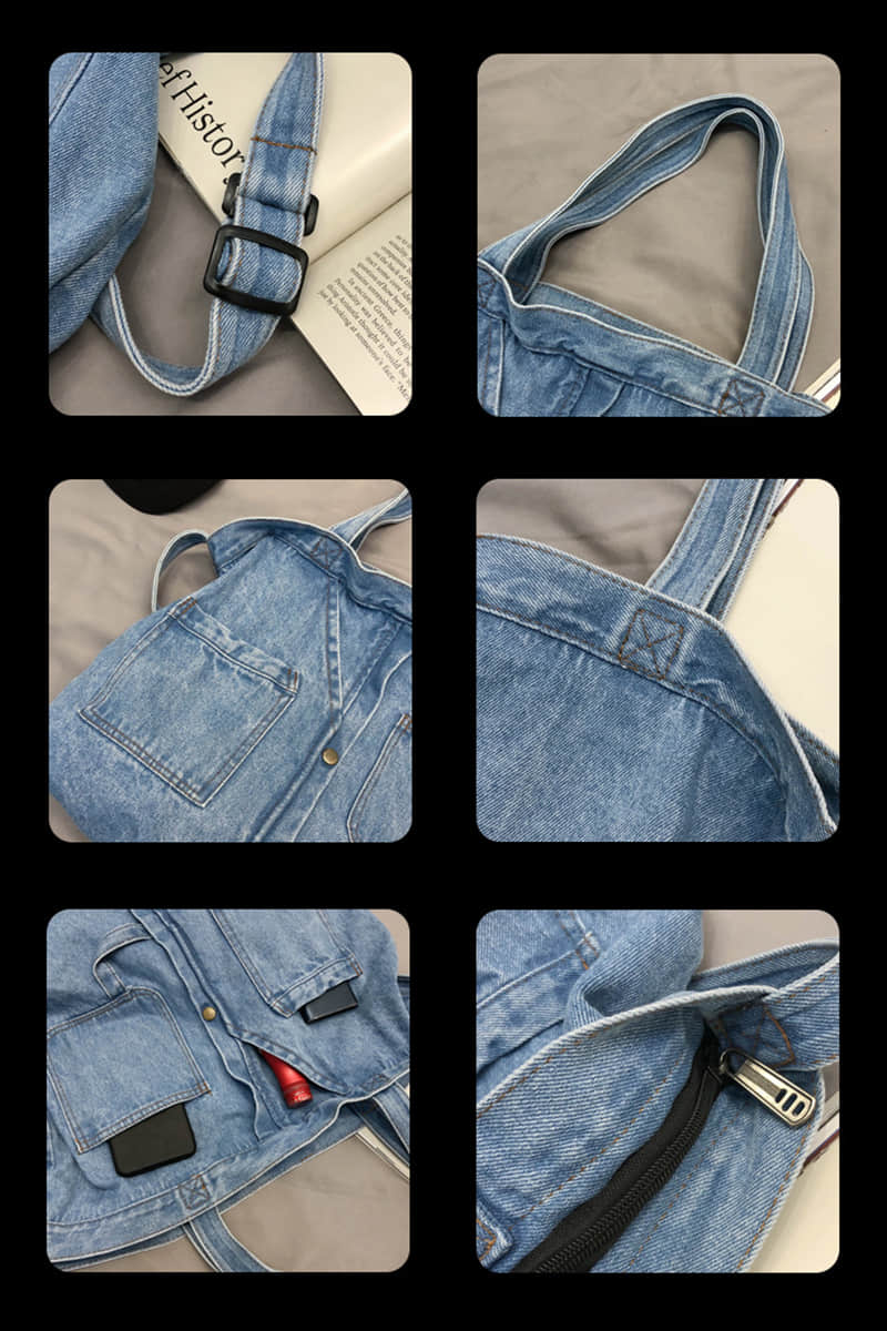 Stitching washed denim bag  | IFAUN