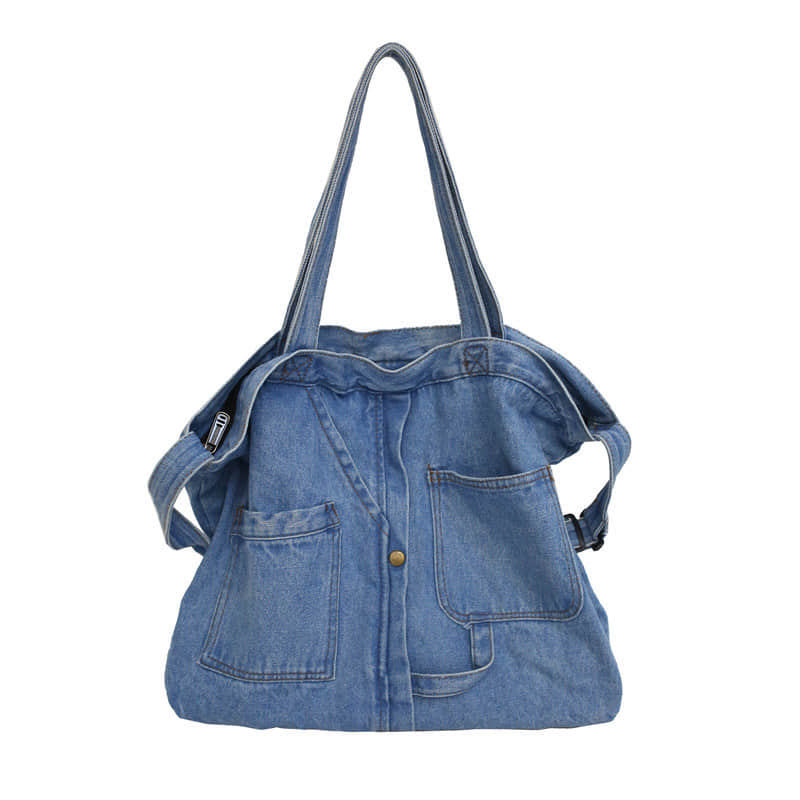 Stitching washed denim bag  | IFAUN