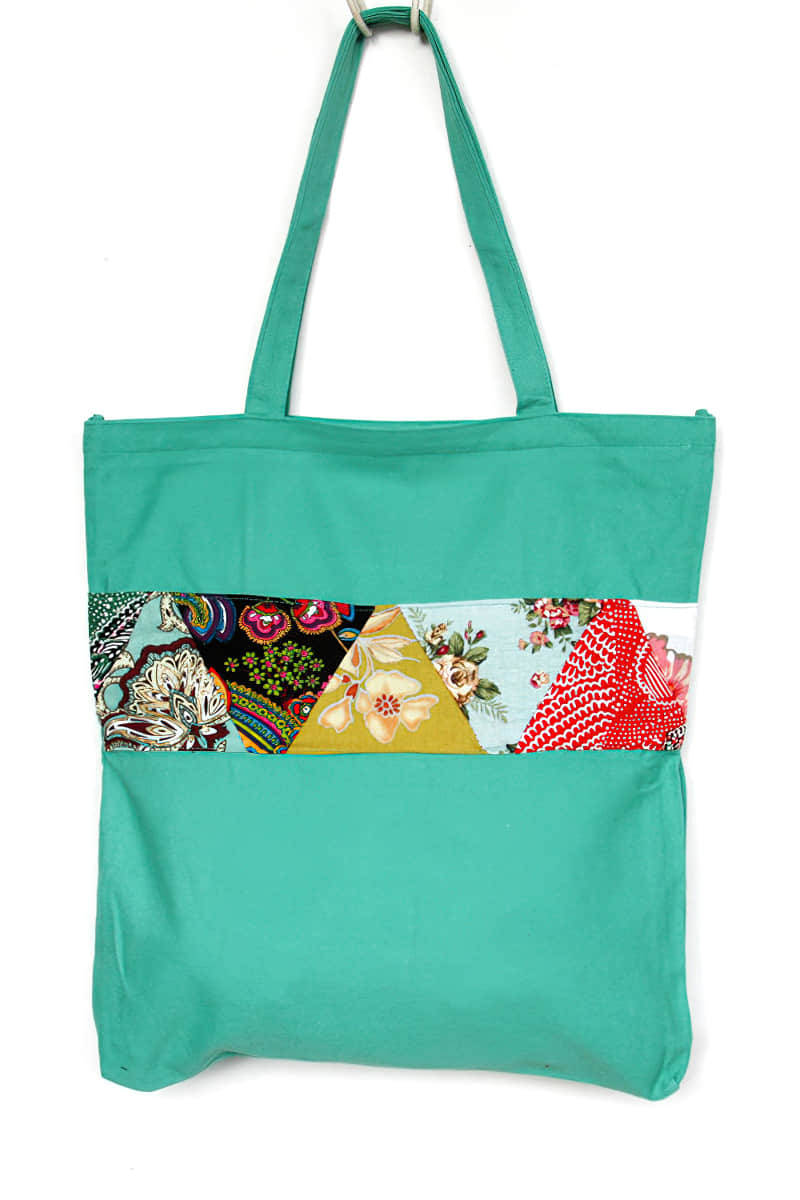 Printed patchwork canvas bag MediumAquaMarine | IFAUN
