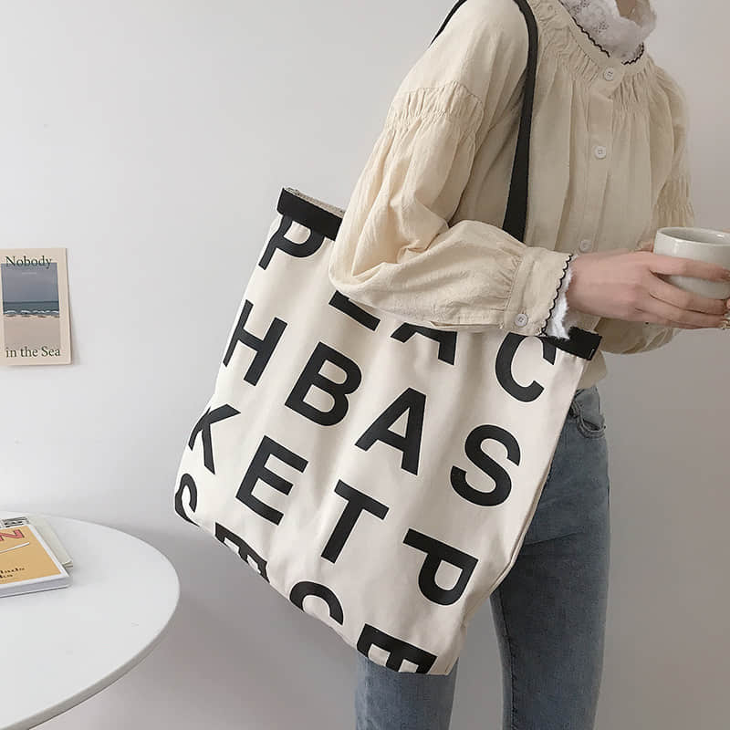 Large capacity letter canvas bag Off White | IFAUN
