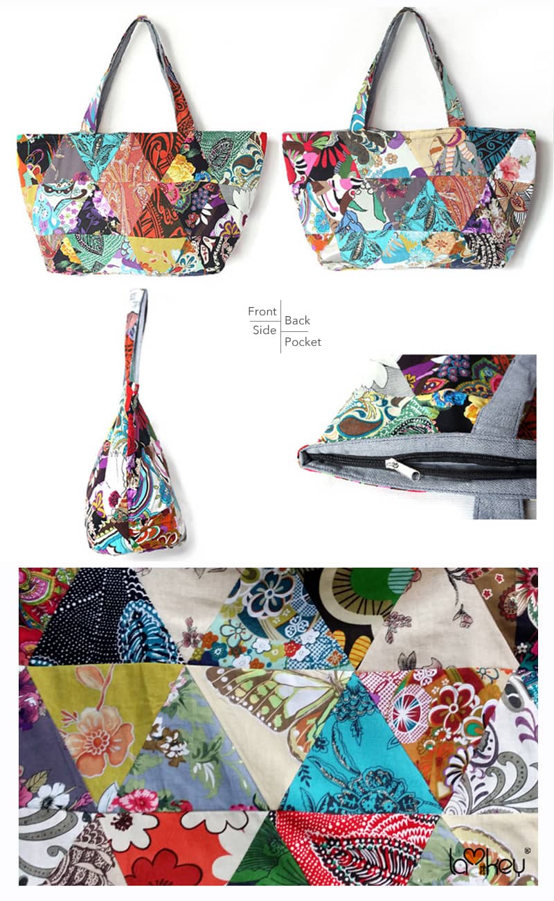 Color printed patchwork casual shoulder bag Tote bag  | IFAUN