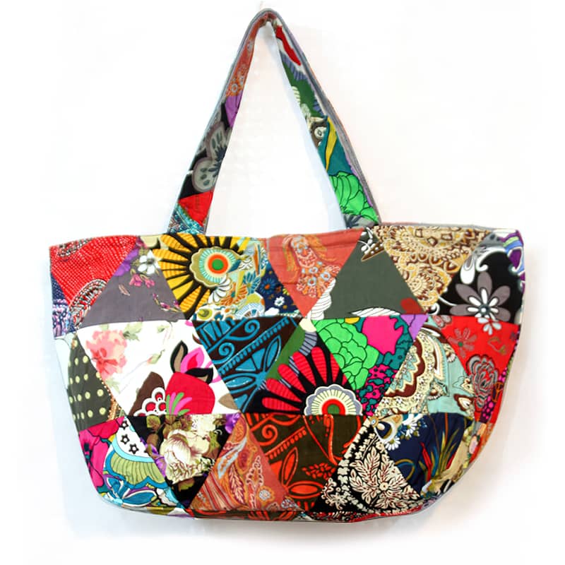 Color printed patchwork casual shoulder bag Tote bag Triangle | IFAUN