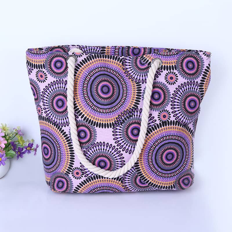Geometric circle print creative tote bag Purple | IFAUN