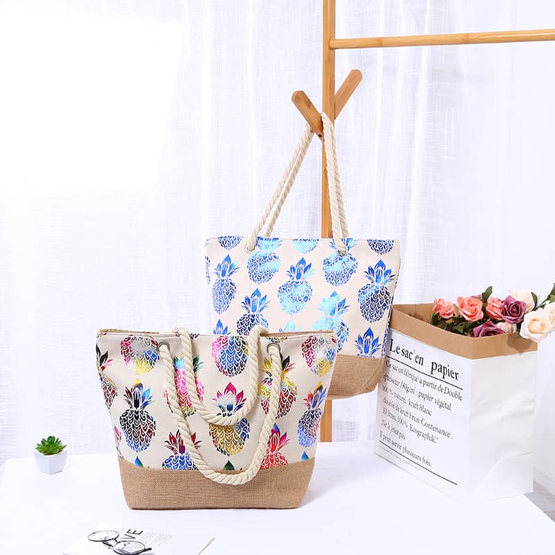 Simple pineapple print tote shopping bag  | IFAUN