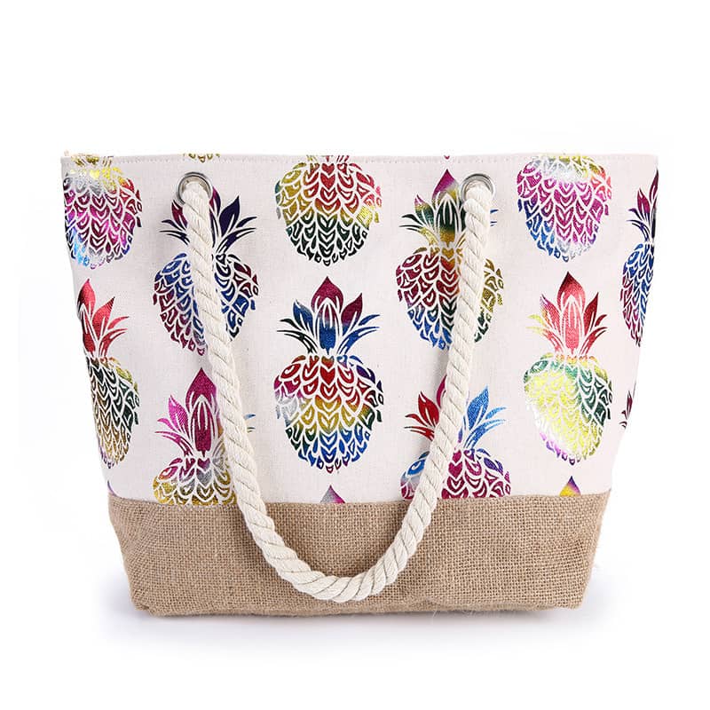 Simple pineapple print tote shopping bag Red | IFAUN