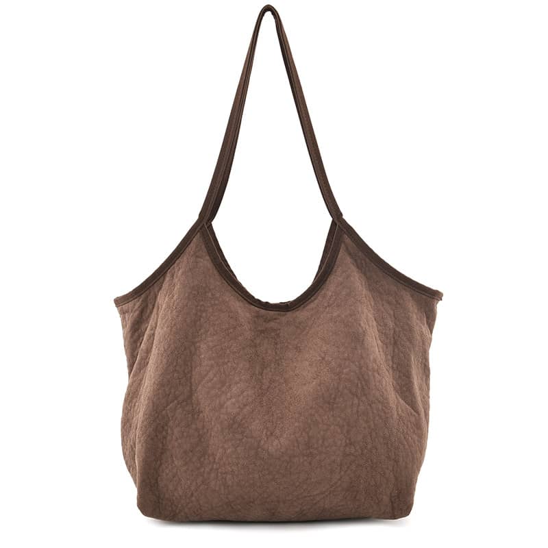Simple casual Micro suede shoulder bag Brown | IFAUN