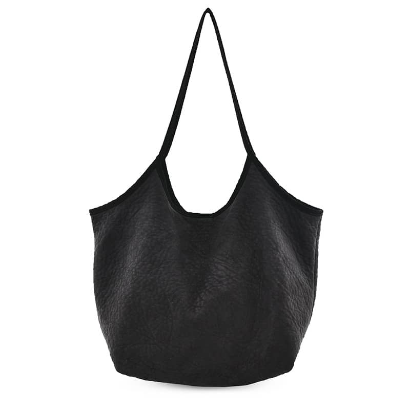 Simple casual Micro suede shoulder bag Black | IFAUN