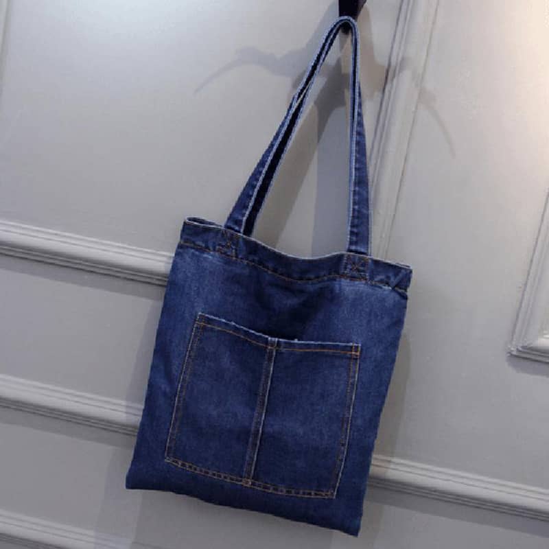 Casual street canvas denim shoulder bag A / DarkBlue | IFAUN