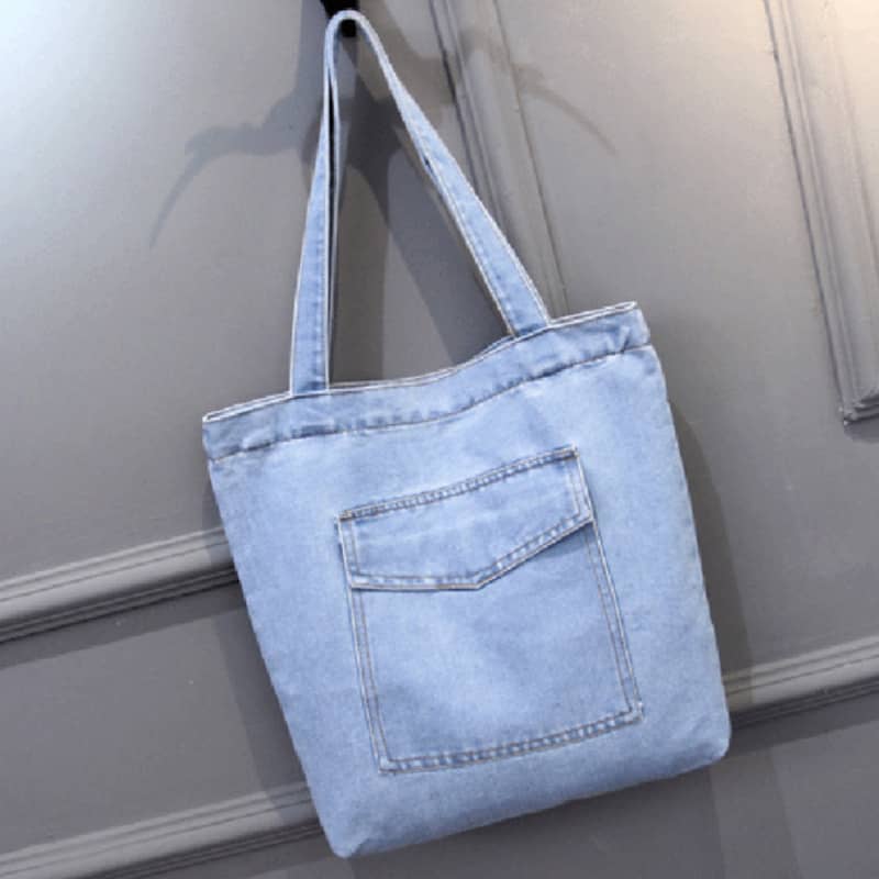Casual street canvas denim shoulder bag C / LightBlue | IFAUN