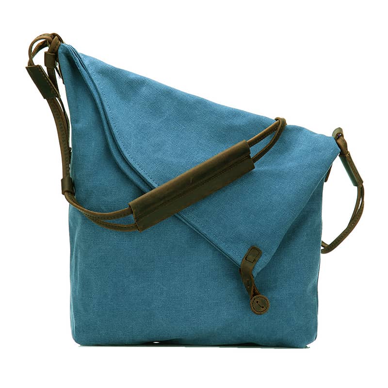 Full leather shoulder strap crossbody bag Blue | IFAUN