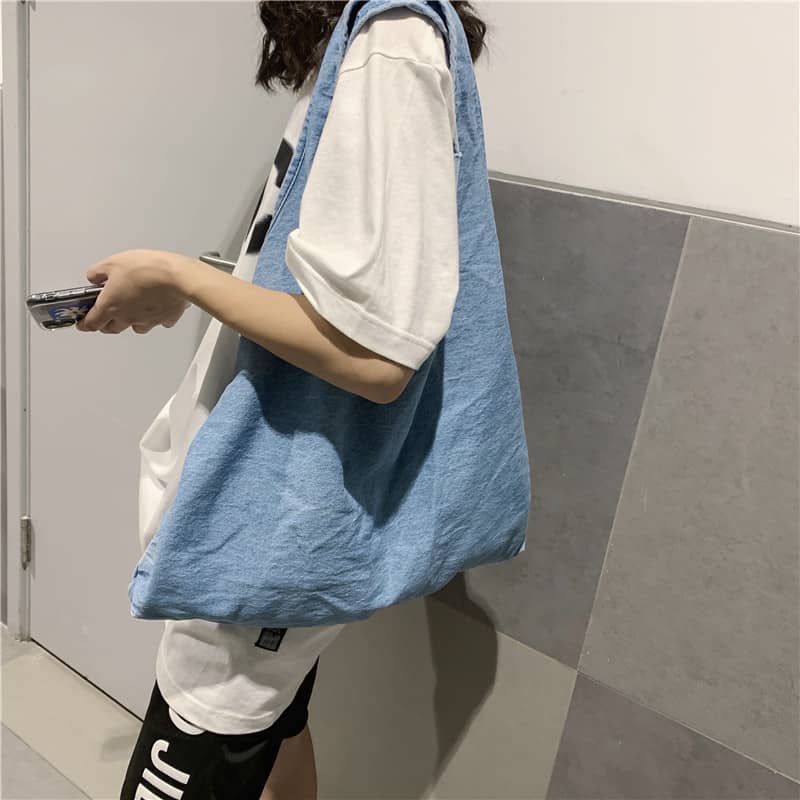 Casual large-capacity one-shoulder denim bag  | IFAUN