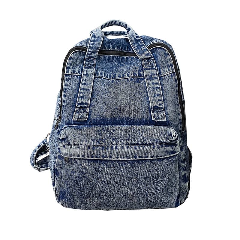 Washed denim bag large capacity shoulder backpack