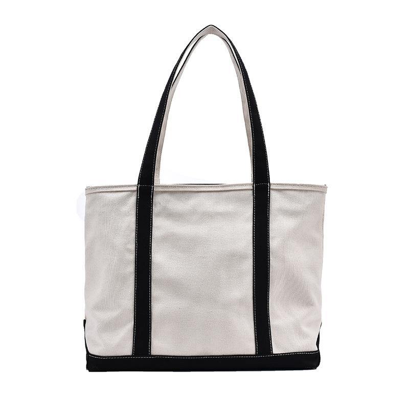 Casual large-capacity canvas shoulder bag Black | IFAUN