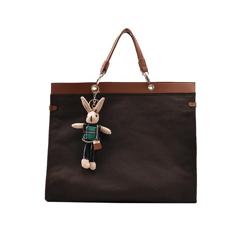 Casual large-capacity canvas bear shoulder bag Brown | IFAUN