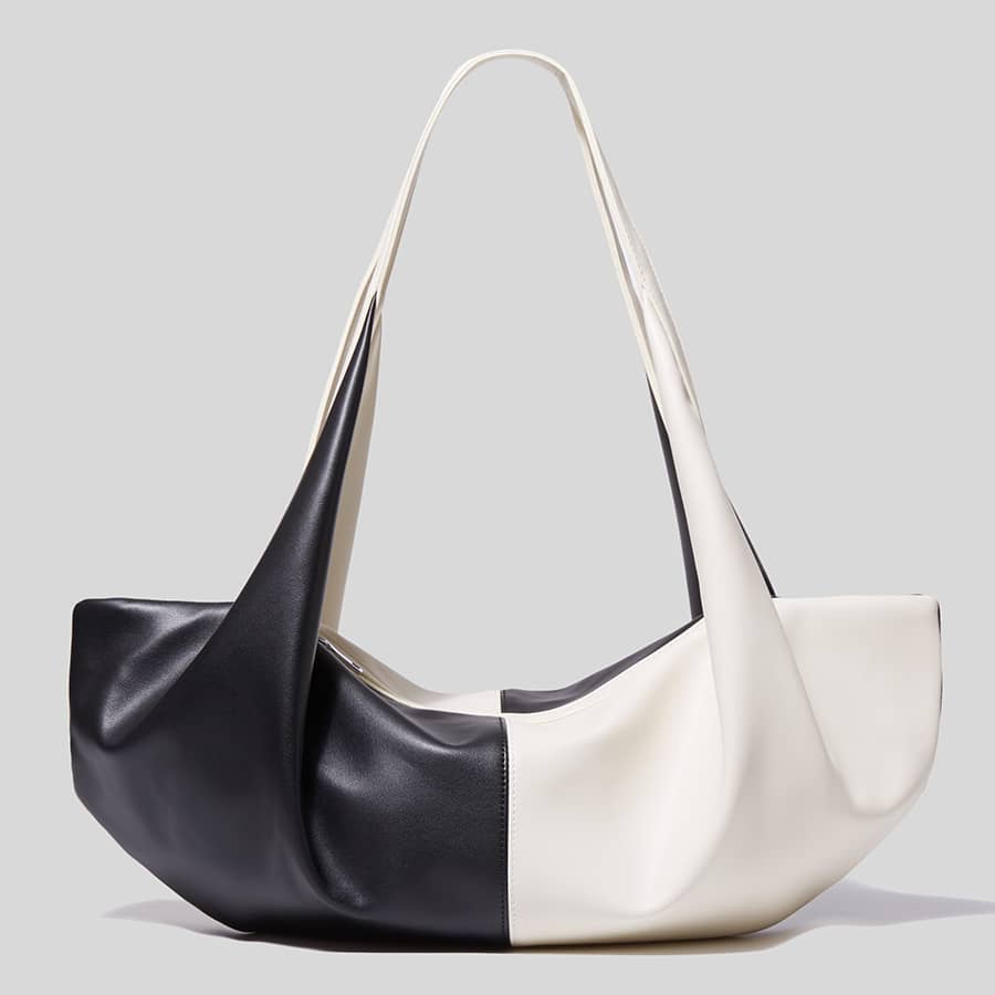 Contrasting PU Tote Bag