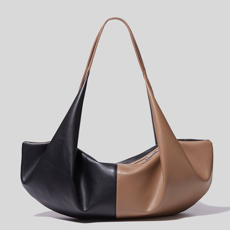 Contrasting PU Tote Bag