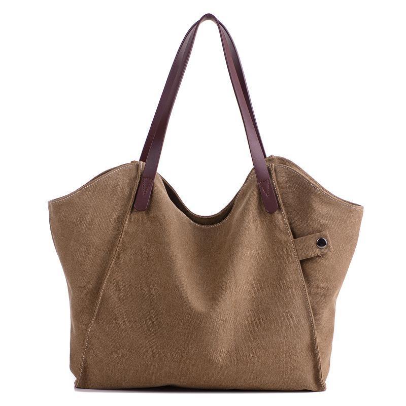 2021 Casual large-capacity canvas shoulder bag Brown | IFAUN
