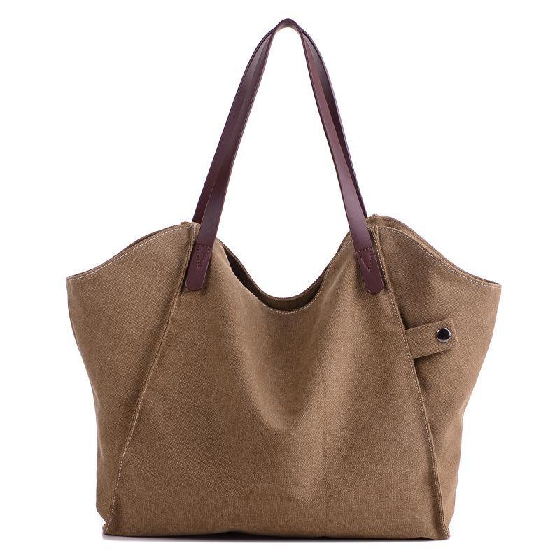 Casual large-capacity canvas shoulder bag Brown | IFAUN