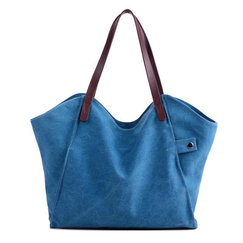 Casual large-capacity canvas shoulder bag Blue | IFAUN