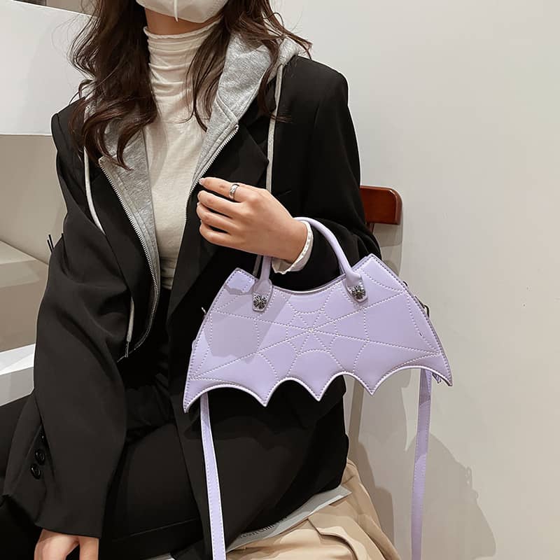 Embroidered bat pu handbag