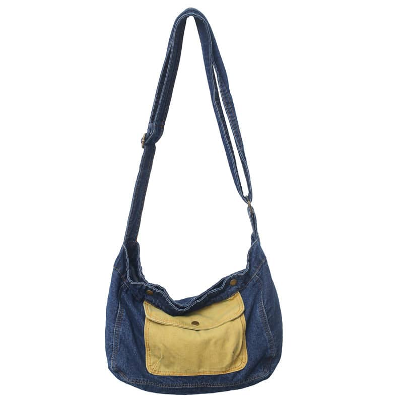 Contrast Denim Messenger Bag