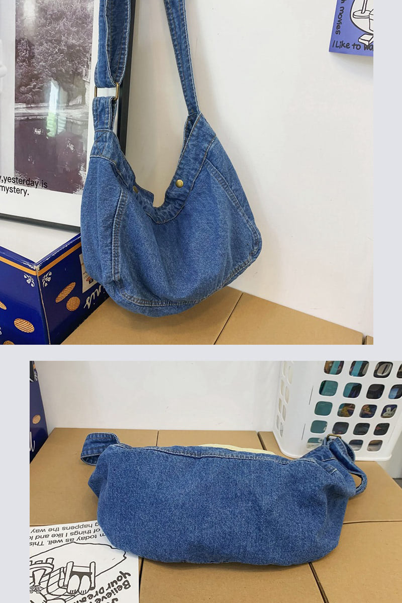 Contrast Denim Messenger Bag
