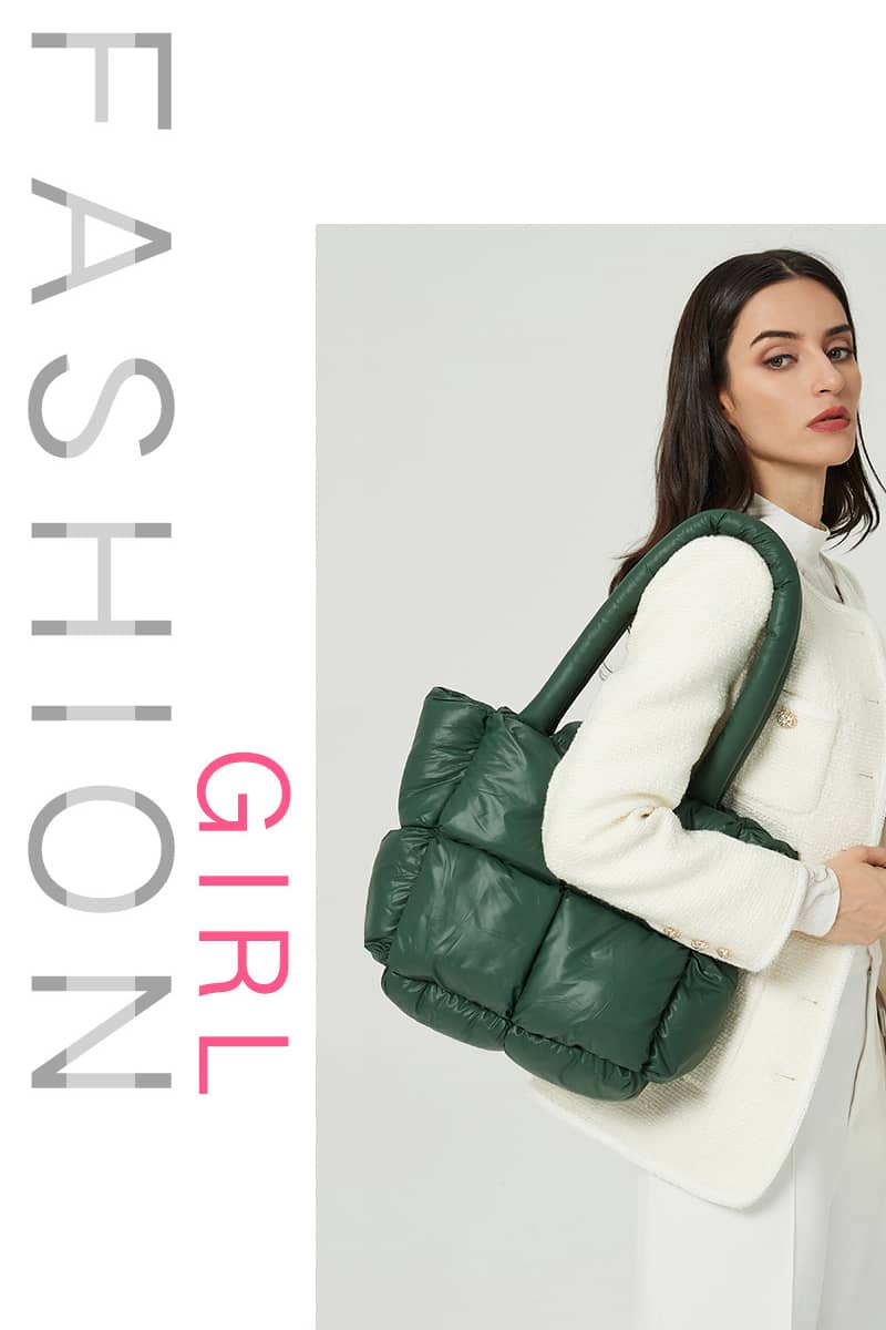 Space Bag Solid Color Soft Check Padded Shoulder Bag