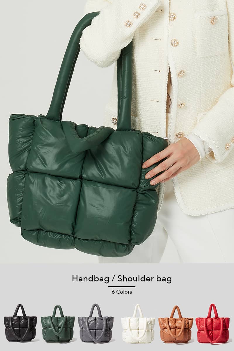 Space Bag Solid Color Soft Check Padded Shoulder Bag