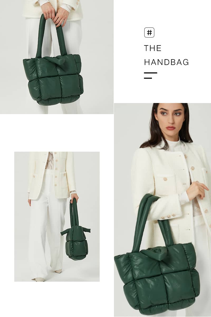 Space Bag Solid Color Soft Check Padded Shoulder Bag