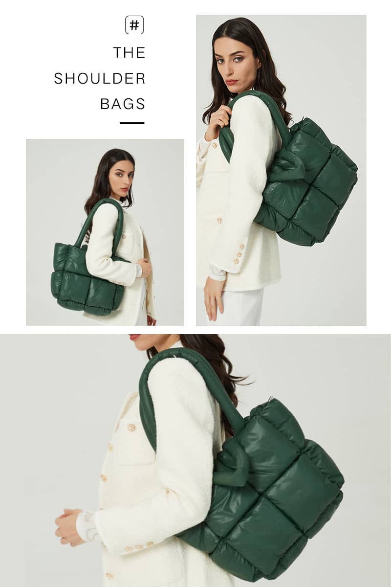 Space Bag Solid Color Soft Check Padded Shoulder Bag