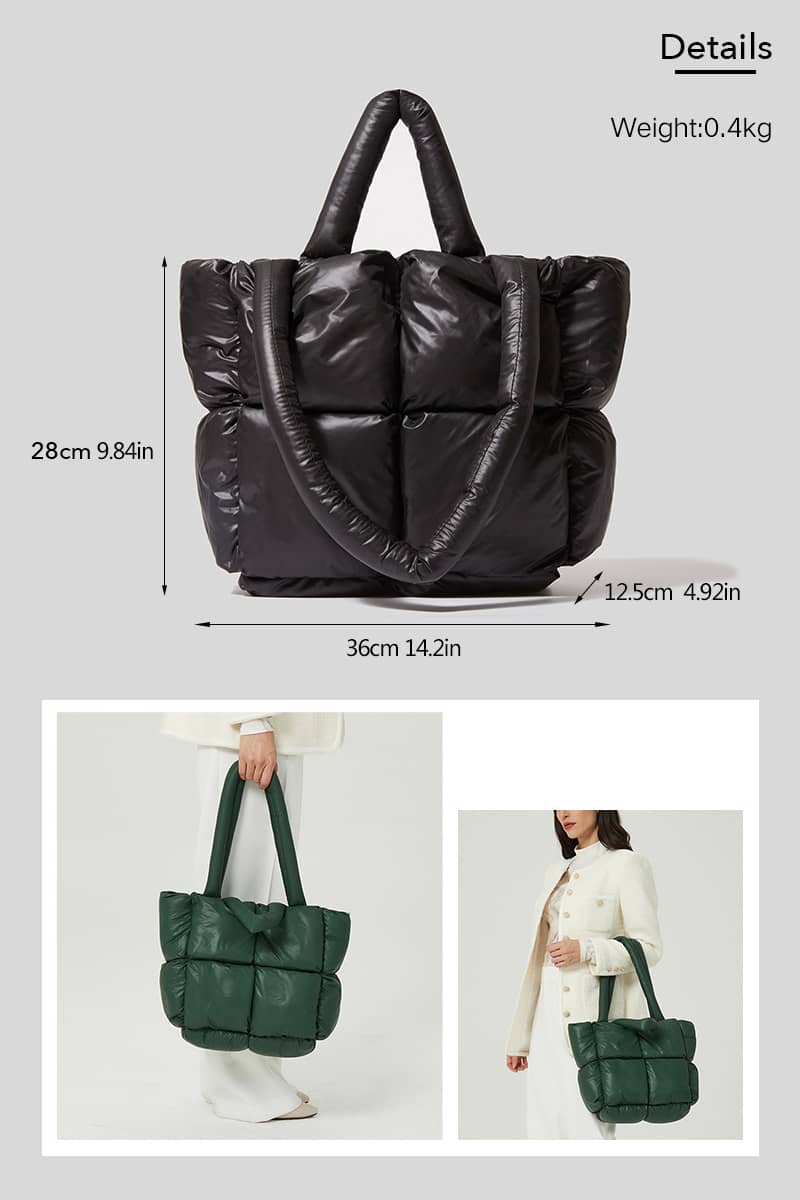 Space Bag Solid Color Soft Check Padded Shoulder Bag