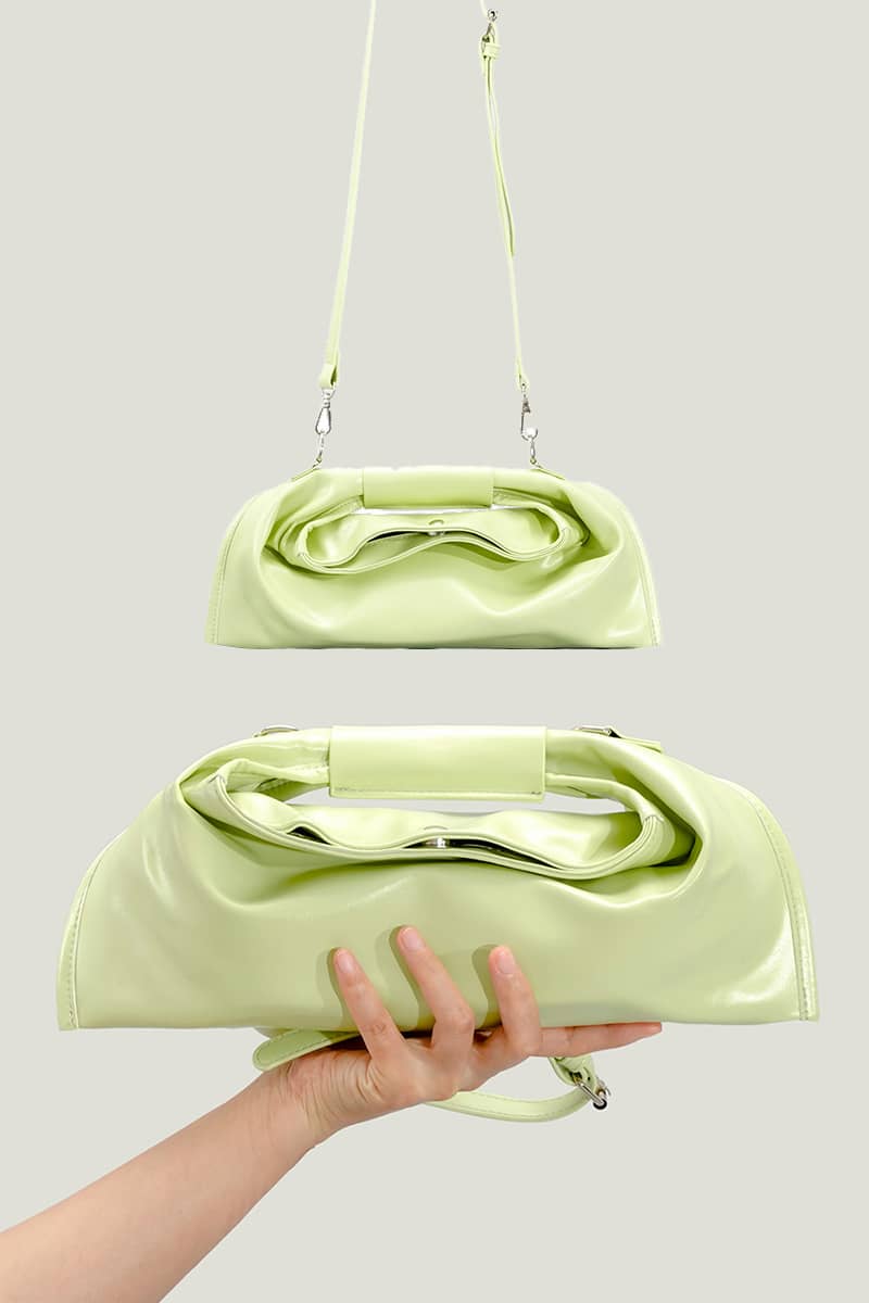 Solid color simple handbag pleated small bag