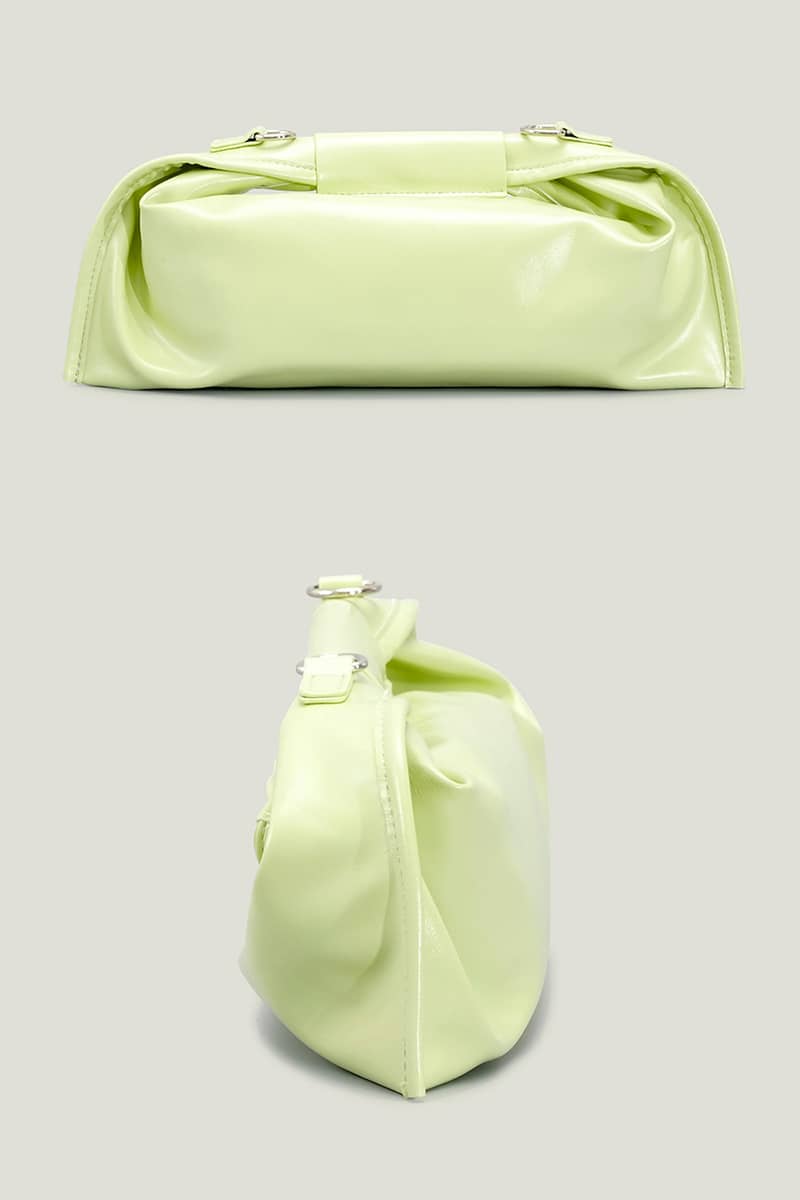 Solid color simple handbag pleated small bag