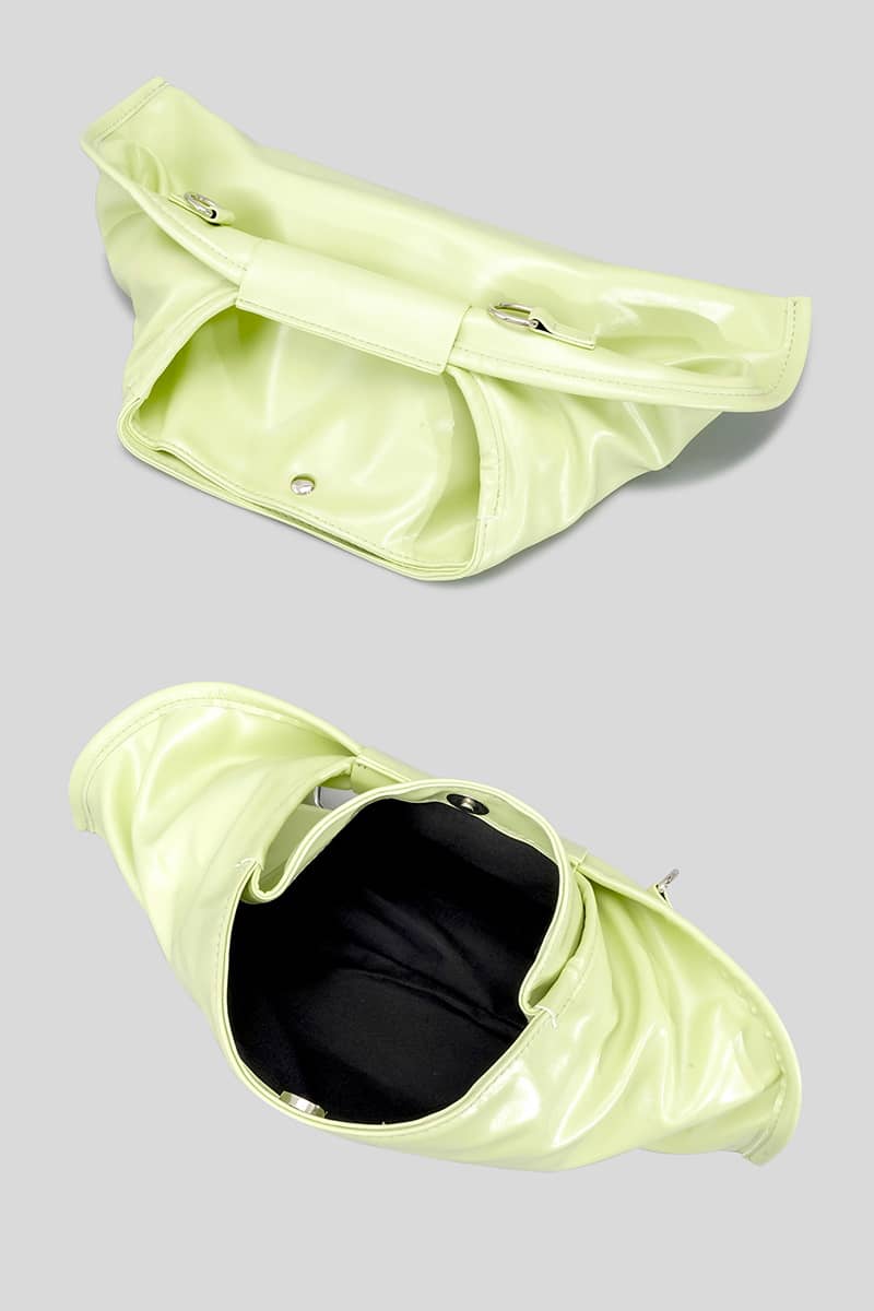 Solid color simple handbag pleated small bag