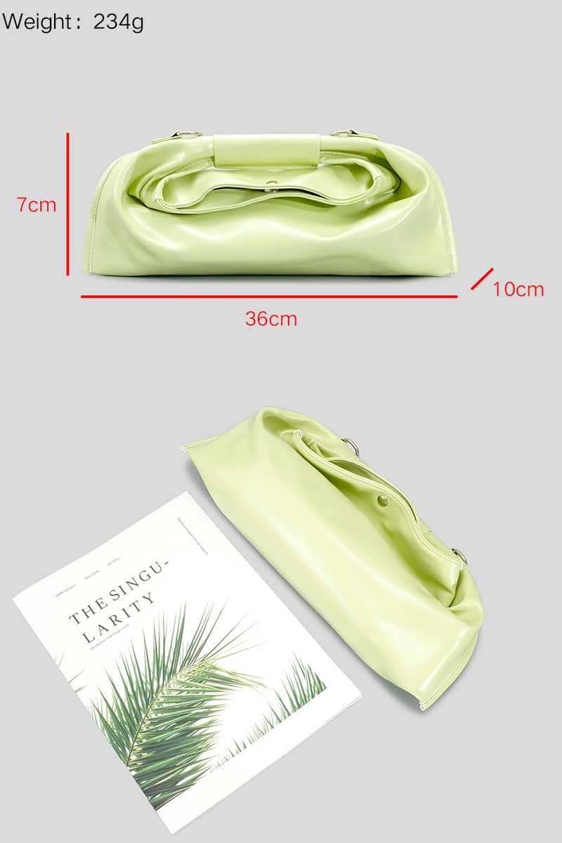 Solid color simple handbag pleated small bag