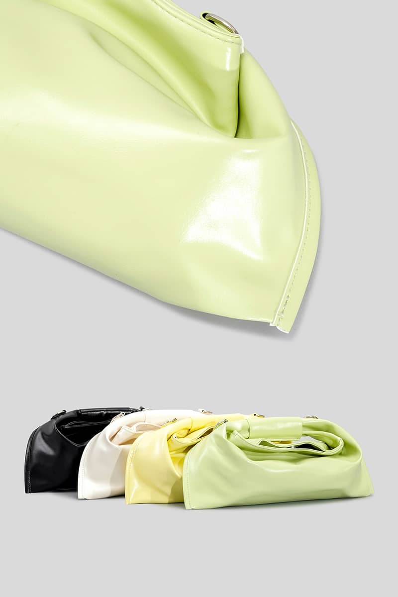 Solid color simple handbag pleated small bag