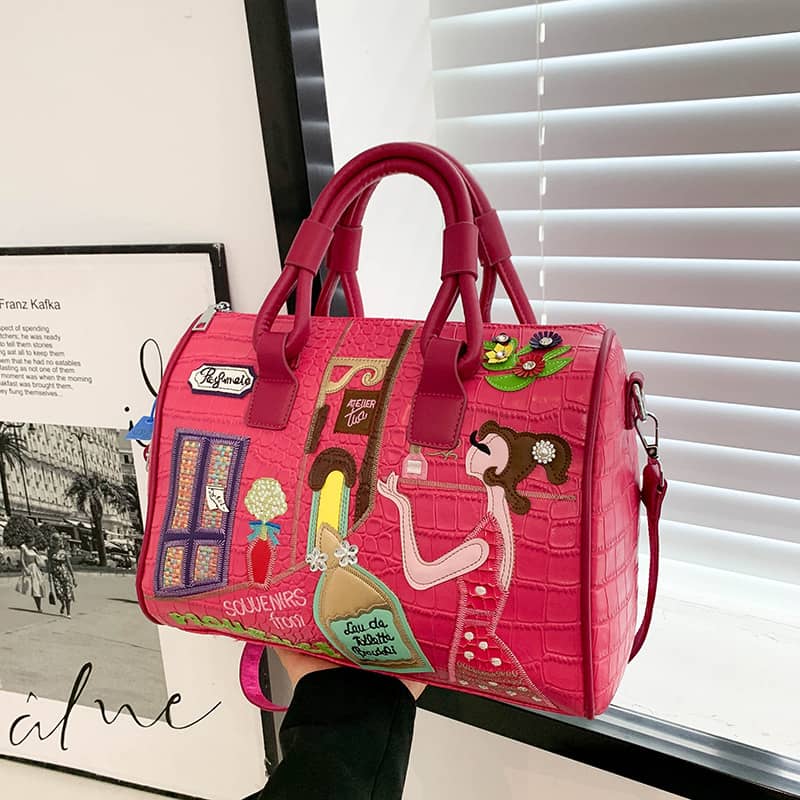 Mexican Style Shoulder Bag Large Capacity Portable Boston Bucket Bag