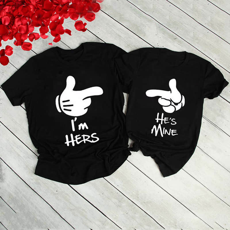 Loves printed short-sleeved round neck T-shirt / Finger  | IFAUN