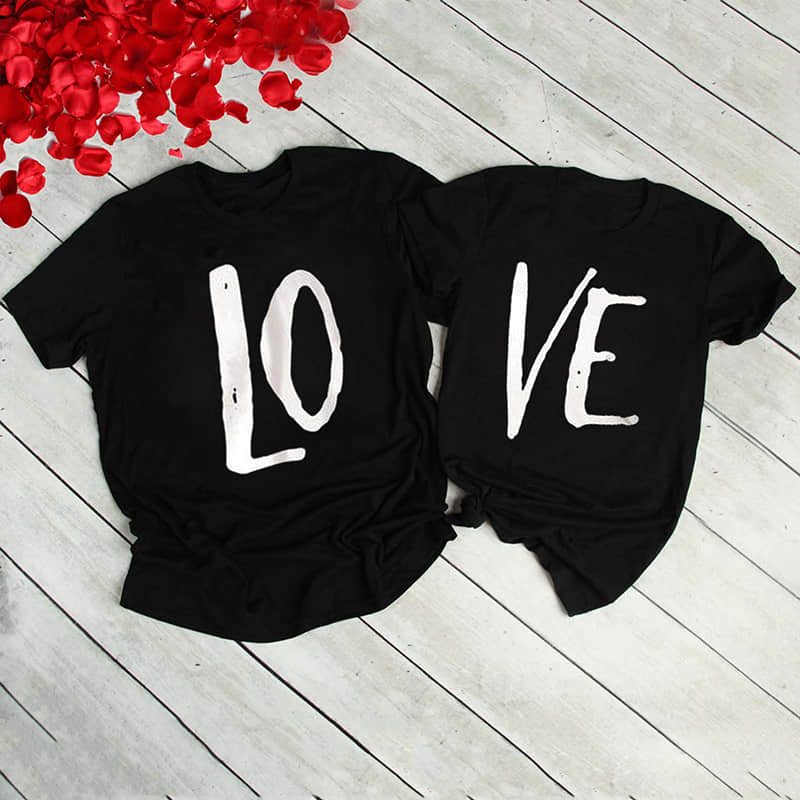 Loves printed short-sleeved round neck T-shirt / Letter  | IFAUN