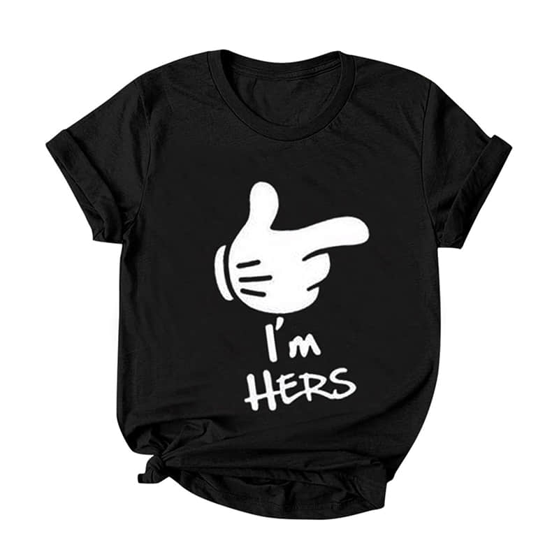 Loves printed short-sleeved round neck T-shirt / Finger I'm Hers / 4XL | IFAUN