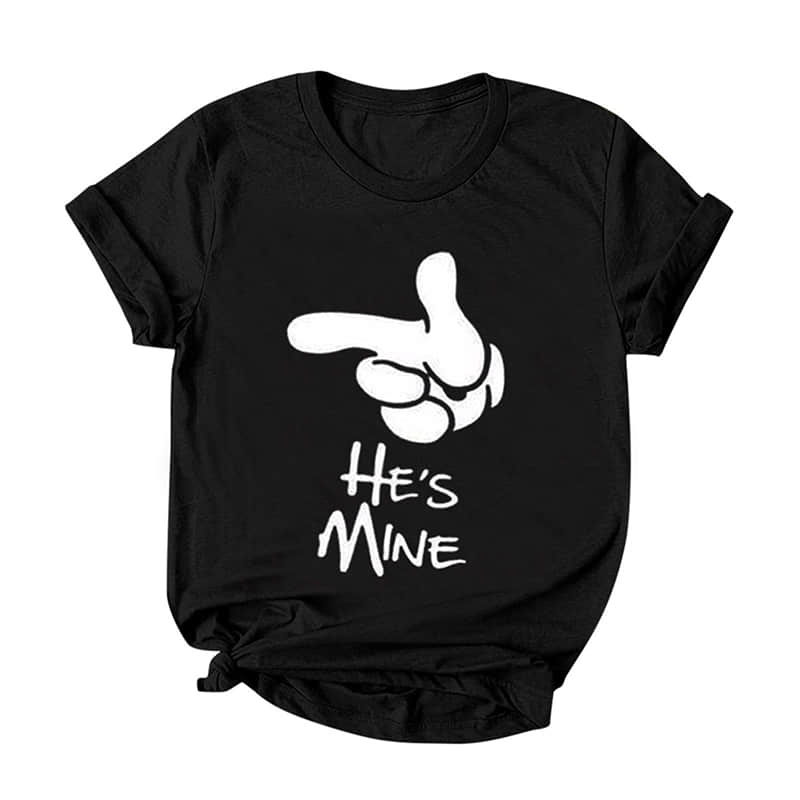 Loves printed short-sleeved round neck T-shirt / Finger He's Mine / 4XL | IFAUN