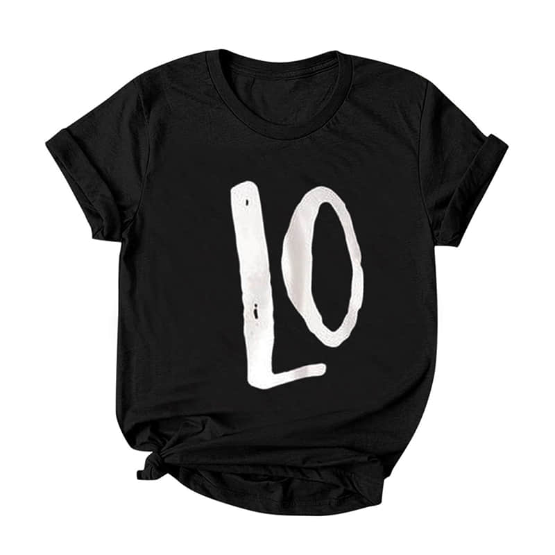 Loves printed short-sleeved round neck T-shirt / Letter LO / 4XL | IFAUN
