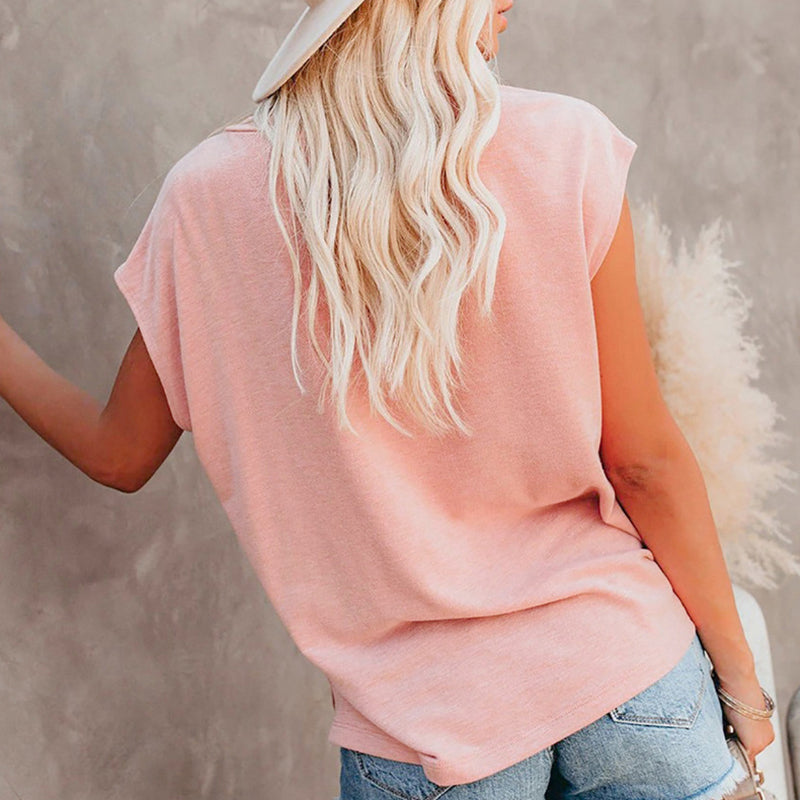 Pure color simple pullover short sleeve T-shirt  | IFAUN