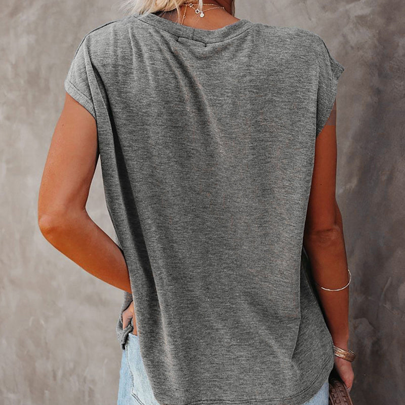 Pure color simple pullover short sleeve T-shirt  | IFAUN