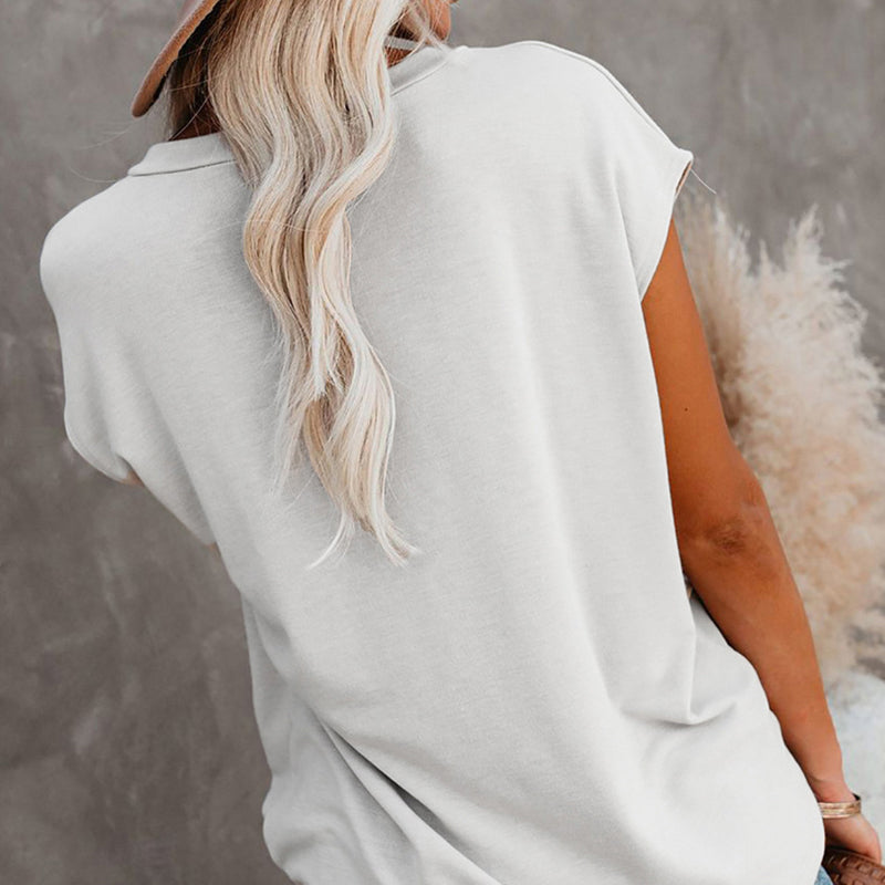 Pure color simple pullover short sleeve T-shirt  | IFAUN